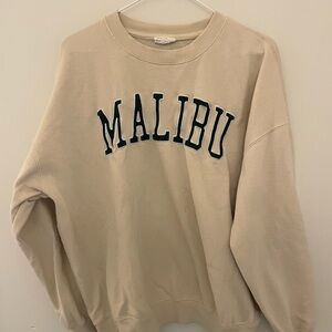 Brandy Melville Cream Sweatshirt with Black Lettering